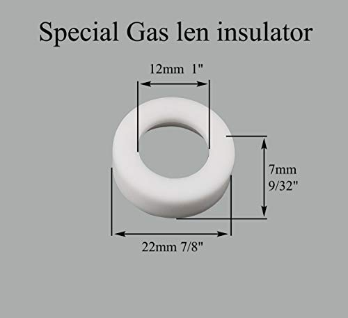 Image of RIVERWELD TIG Stubby Gas Lens Collet Bodies 1 /16 inch Ceramic Cup 53N kit 12pcs | 17GL116 10N23S 1.6mm, Quartz Nozzles Clear Glass Cups #10 5 /8 inch 16.0mm for SR WP 17 18 26 TIG Welding Torch