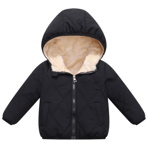 LAVIQK Baby Boys Girls Toddlers Winter Coats Puffer Jacket Hooded Down Snow Jacket Coat Outerwear, Black, 3-4 Years