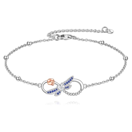 Dragonfly Bracelet 925 Sterling Silver Infinity Dragonfly Bracelet Jewelry Gifts for Women
