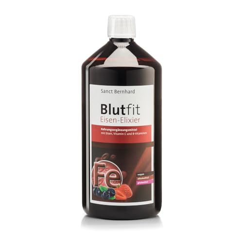 Blutfit Jarabe de Hierro y Vitaminas 1 litro - Contiene Hierro Orgánico y Vitaminas B1, B2, B6, B12 y C - Combate la Anemia - Suplementos Vitamínico