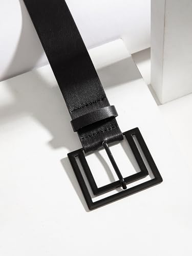 Verdusa Women's Square Buckle Leather Waist Belts Casual Belts3