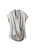 Photo Gallery vsadsau donne 100% seta camicette tinta unita maniche a pipistrello camicie scollo a v morbido liscio ufficio lady tops, grigio, xl Photo Gallery vsadsau donne 100% seta camicette tinta unita maniche a pipistrello camicie scollo a v morbido liscio ufficio lady tops, grigio, xl