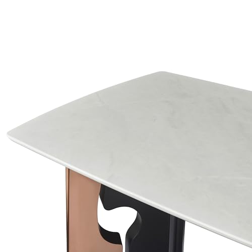 Image of The Attic Aurora 6 Seater Dining Set,Chocolate,Black, Rose Gold & Cream,160Cms