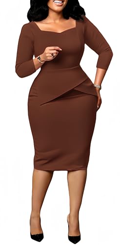 Image of ZVO Church Dress for Women Casual Dress Office Work Bodycon Midi Dresses
