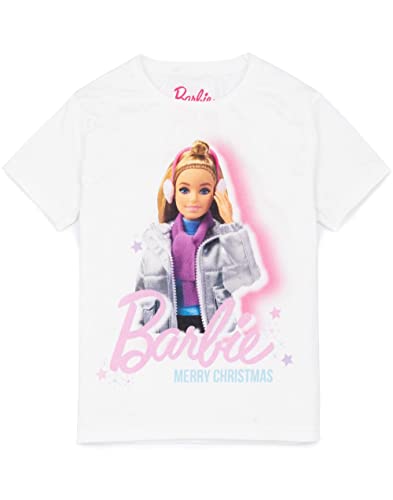 Barbie Camiseta de Navidad Chicas niños Feliz Navidad Blanca Top