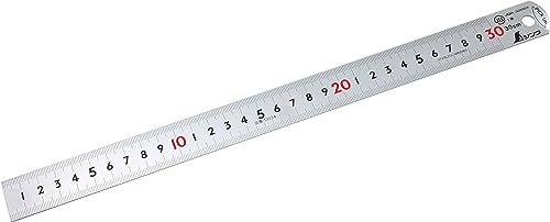 Shinwa 13134 Lineal aus Edelstahl 30 cm mit Pick-Up -Stahllineal Metalllineal Schreinerlineal - by Famex 12524