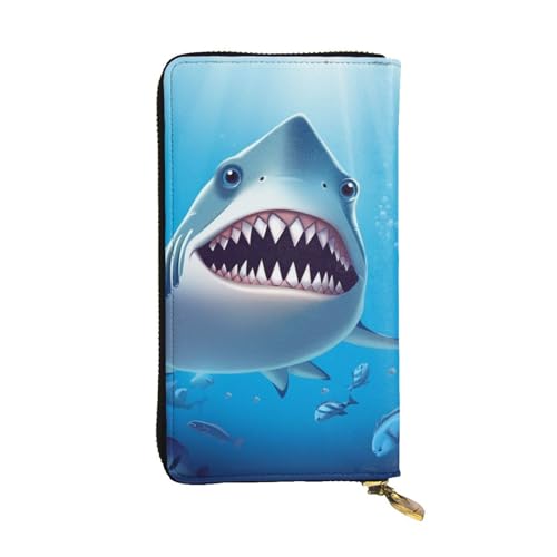 Smiling Shark Wallet For Women Men Clutch Rfid Blocking Leather Wallets Large Capacity Purse Credit Card Holder Money Case With Zipper Phone Holder Long Travel Purse