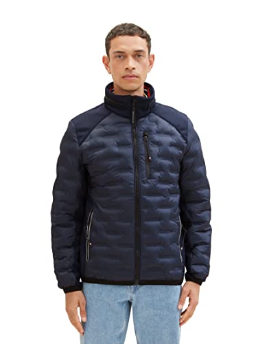 TOM TAILOR Herren Hybrid Steppjacke mit Abnehmbarer Kapuze im Kragen – Ansicht 1