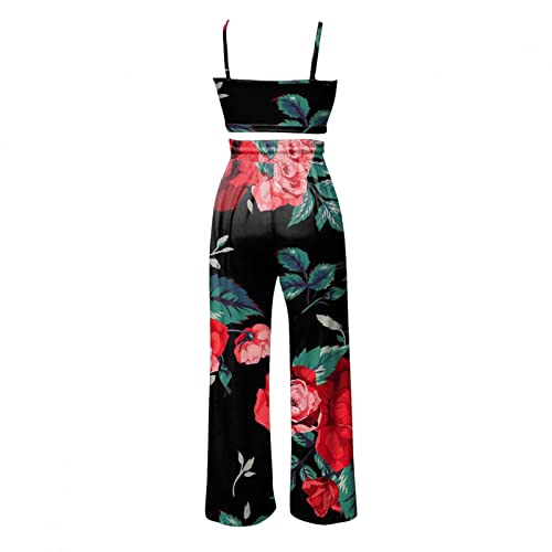Conjuntos de calças para meninas adolescentes verão outono 2023 gráfico floral sexy boêmio 2 peças f