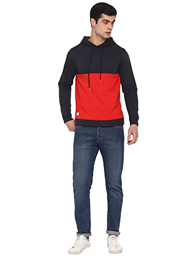 Image of Deniklo Men Polyester Fleece Printed Sweatshirt with Hoodie