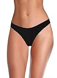 SHEKINI Women's Swimwear Swim Shorts Briefs Cheeky Ruched Hipster Bikini Bottoms (Medium/(US 8-10), Manhattan Black)