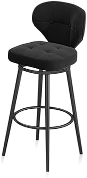 Upholstered Swivel Velvet Bar Stool Set of 1,Kitchen Comfy Counter Height Barstool, Modern Dining Chair with Back for Kitchen Island, Cafe, Pub, Bar Counter,Blue,Black Leg