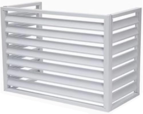 エアコン保護カバー 室外機保護用頑丈アルミ製エアコンカバー(White,THREE SIDES-110CM)