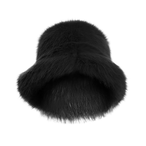 BIISDOST Sombrero de pescador mullido a la moda, cálido sombrero de invierno de felpa peluda, sombreros de pesca, sombreros de pescador para mujer, sombrero de invierno de lana con, Negro, Talla única