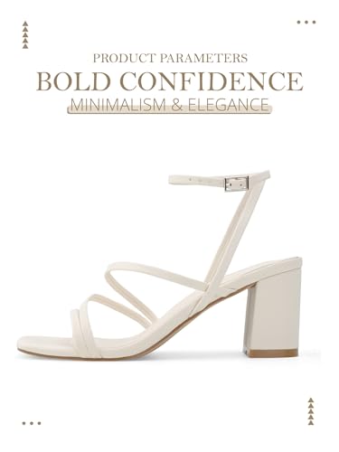Image of LACUONE Strappy Heels for women Block Heels Square Toe Chunky Ankle Buckle Pump Heeled Sandals