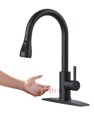 FORIOUS Touchless Kitchen Faucet with Pull Down Sprayer, Black Hands-Free Smart Motion Sensor Sink...