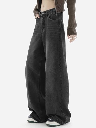 EMMIOL Women Baggy Jeans Wide Leg Mid-Low Waist Jeans Loose Boyfriends Jeans 90s Denim Pants with Pockets3
