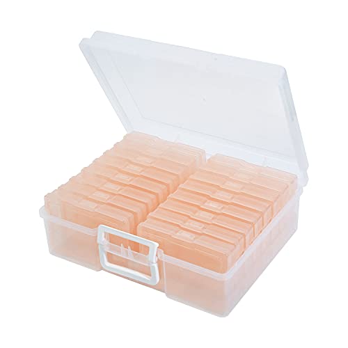 Naivees Estojo de foto 10 x 15 cm – 16 caixas organizadoras de fotos internas transparentes, caixa de armazenamento de fotos para fotos, imagens, arte (rosa)