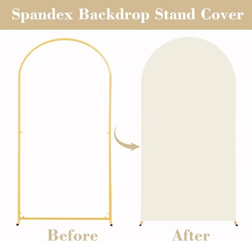 Funda para Arco de Boda doble cara, 5 pies Blanco Beige miniatura 5