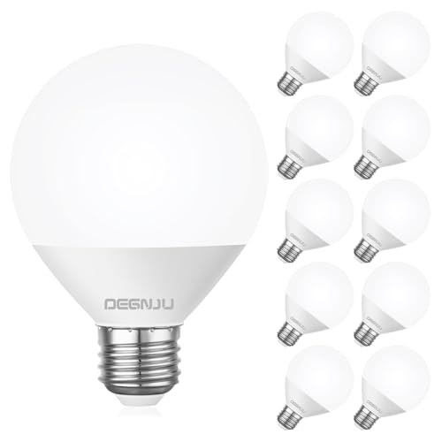 Image of DEGNJU LED Vanity Light Bulbs, 60W Equivalent, Bathroom Light Bulbs 4000K Cool White, 800 Lumens, G25 Globe Bulb for Makeup Mirror, Round Shape, 7W, 120V, Non-Dimmable, 10 Pack