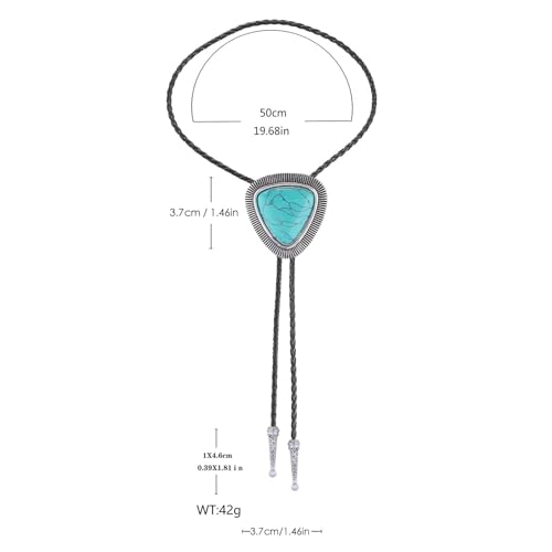 Image of Vintage Western Cowboy Rodeo Black Agate Bolo Tie for Men Women | Premium braided leather, adjustable sliding clasp, anti-tarnish alloy pendant, versatile western bolo tie