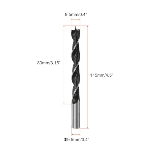 sourcing map 2pcs Brad Point Drill Bits 9.5mm(24/64") Dia Straight Steel Round Shank Drill Metric Brad Point 3.5" Drilling Depth Spiral Twist Drill Bits for Carpenter Woodworking Plastic Rubber 2 sourcing map 2pcs Brad Point Drill Bits 9.5mm(24/64") Dia Straight Steel Round Shank Drill Metric Brad Point 3.5" Drilling Depth Spiral Twist Drill Bits for Carpenter Woodworking Plastic Rubber - Image 2