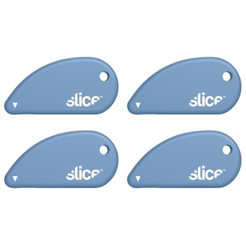 Image of Slice Micro Safety Cutter | Safe Ceramic Box Cutter Lasting 11x Longer than Metal | Keychain Box Opener | 4 Pack | Sky