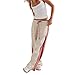 Yeenily Wide Leg Sweatpants Women Striped Drawstring Fall Pants Baggy Low Rise Drawstring Sport Sweatpants with Pocket (Apricot, S)