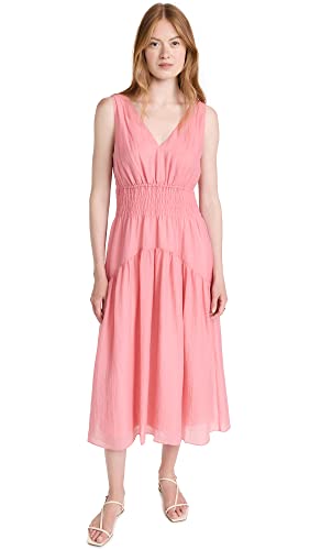 Image of Vince Women's Sleevels V-Neck Smocked Dress