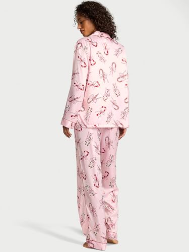 Image of Victoria's Secret Satin Pajama Set, Long Sleeve Button Down Shirt & Pants, Sleepwear for Women (XS-XXL)