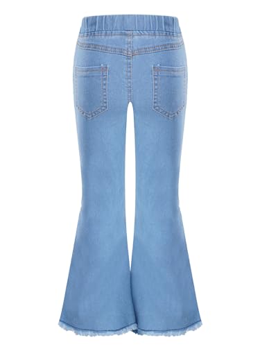 Kids Girls Casual Ripped Flare Jeans Teens Elastic Waist Denim Pants for Girls Bell Bottoms Wide Leg Legging Trousers2