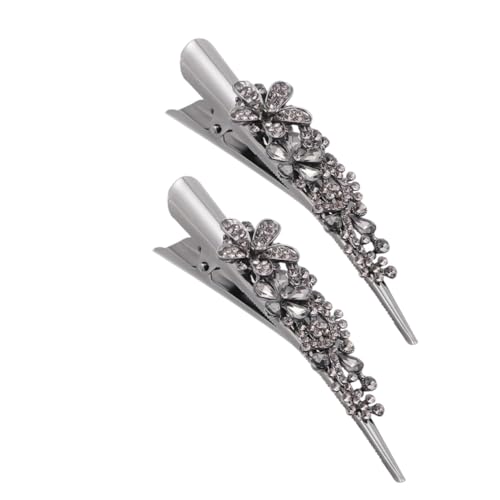 Beavorty 2 Piezas Clip de bocina de metal de imitación pinzas para peinar el cabello Pinza para el cabello pinzas para el cabello de diamantes de imitación alfileres de cabello vintage
