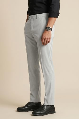 Image of Peter England Men's Slim Fit Mid Rise Premium Formal Stretchable Knit Super Trouser | Comfort Lycra | 360-Degree Stretch
