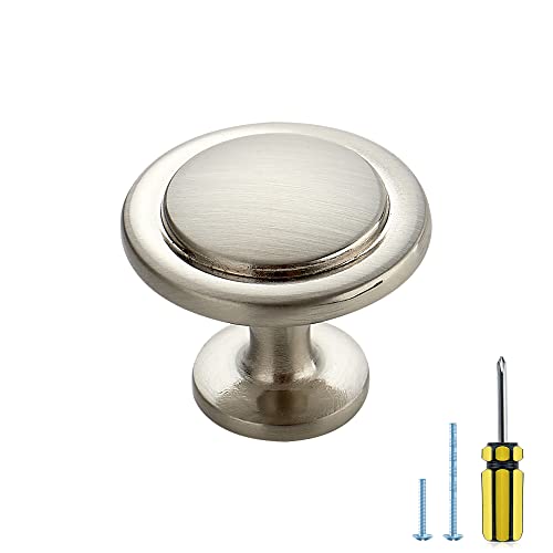 Joy Decor 10 Pack Kitchen Cabinet Knobs Solid Drawer Knobs Dresser Knobs 1-1/4 Inch Drawer Pulls Brushed Nickel Cabinet Hardware For Dresser Drawers #TOP21