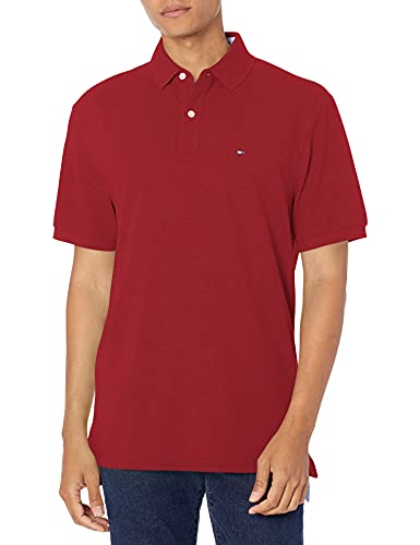 Tommy Hilfiger Men's Regular Classic Fit Short Sleeve Cotton Polo Shirt, Biking Red, X-Small