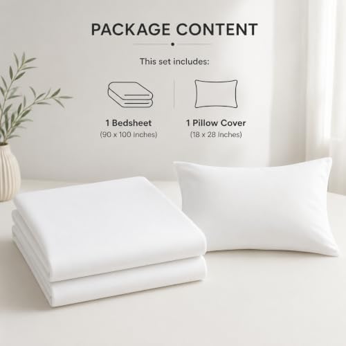 Image of Blue Strip Polycotton Bedsheet, Single 60x90 (Pure White)