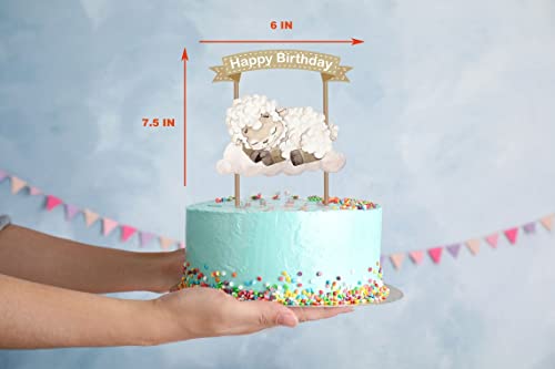 Baby Lamb Farm Animals Birthday Cake Topper For Theme Sheep Party Supplies And Decorations #TOP2