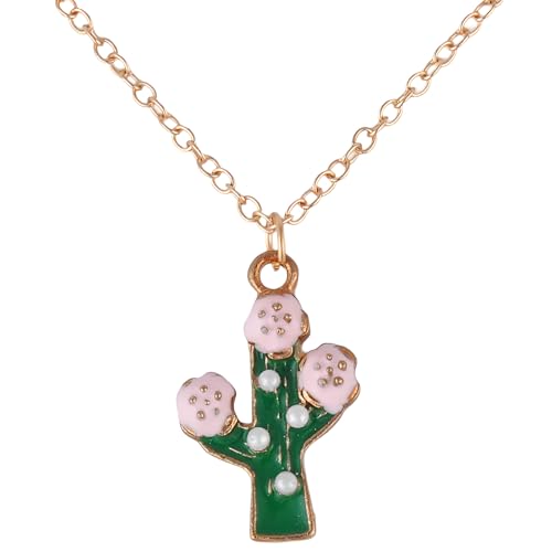HXFFXHF Collar de Palma para Mujeres, Collar del árbol de Coco Cactus Cactus Bonsai Collar de Palma Plantas en macetas Collar de suculentas, Collar de Palma para Mujeres, Collar Tropical