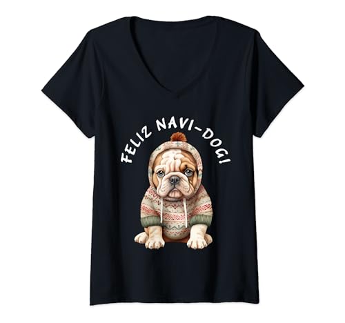 Questo è un cucciolo di bullie che dice Feliz Navi-Dog! Design divertente che sarebbe perfetto per qualsiasi mamma Bullie, papà, fratello, nonno, proprietario o fan!