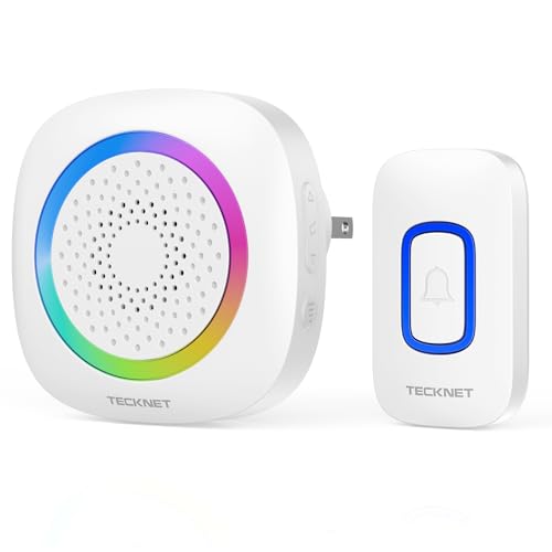 TECKNET Plug in Wireless Doorbell with RGB Lighting & 1300 Feet Range,IP66 Waterproof Door bell for Home/Classroom/Offic - Detailed View