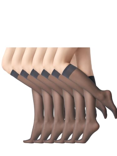 Image of MOOCHI Women's Sheer Knee High Stockings 6 Pairs 20 Denier Nylon Socks