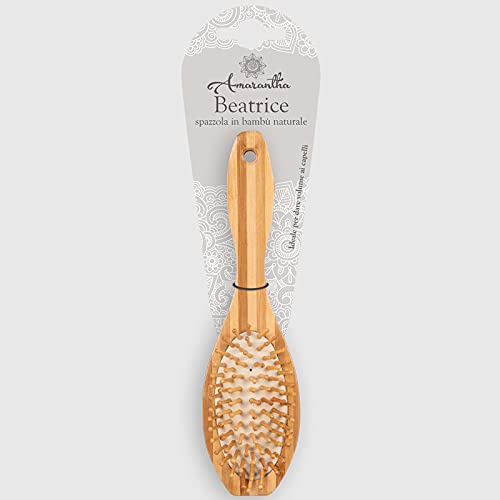 La Briantina Oval Bamboo Hair Brush Detangling and Massaging with Pad, Unica