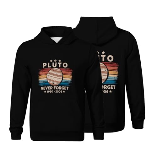 Kids Never Forget Pluto Funny Retro Astronomy Space Vintage Boys Girls Lightweight Kangaroo Pocket Hoodies
