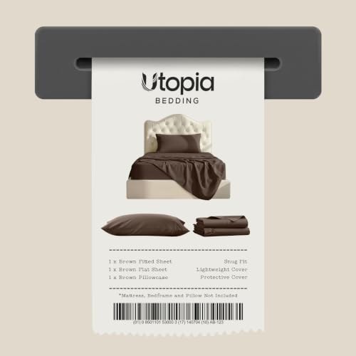 Image of Utopia Bedding Twin Bed Sheets Set - 3 Piece Bedding - Brushed Microfiber - Shrinkage and Fade Resistant - Easy Care (Twin, Brown)