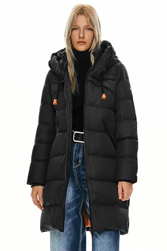 Orolay Women's Thickened Winter Down Coat Hooded Puffer Long Jacket with Pocket