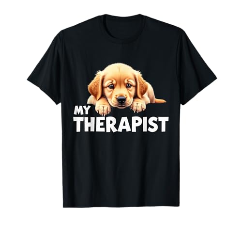 Funny Puppy My Therapist Golden Retriever Dog T-Shirt