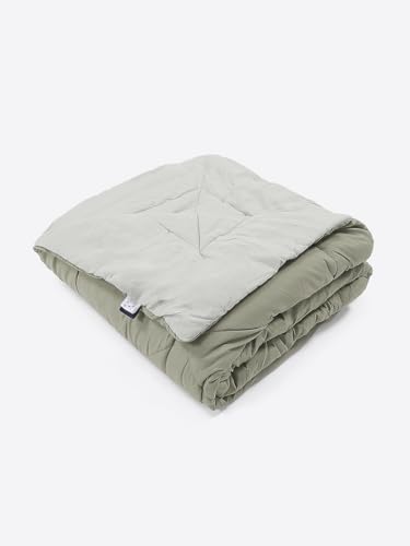 Image of Monte Carlo Polyester Comforter Double Bed | 200 GSM Lightweight & Reversible | Soft Quilt for Mild Winter | Easy Care All Season Comforter (Green) | 87 x 94 Inches