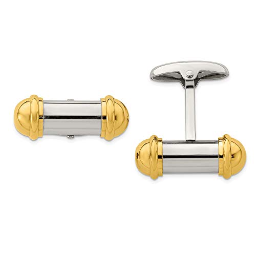 Mancuernillas para hombre en acero inoxidable y baño amarillo miniatura 1