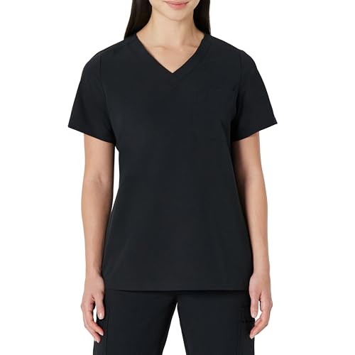 Amazon Basics Damen Kasack mit V-Ausschnitt und Taschen Schwarz M