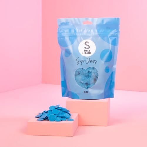 SuperDrops Blau 300g | Cake Melts Deko Melts Candy Melts Cake Drip Cake Glasur Kuvertüre Kuchenglasur | Deco Melt Kuchen Fondant Icing Kuchenglasur Blau Lebensmittelfarbe Glaze